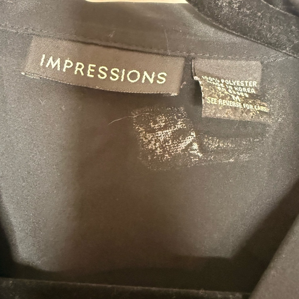 Impressions Black Lightweight Button-Front Top - image 2
